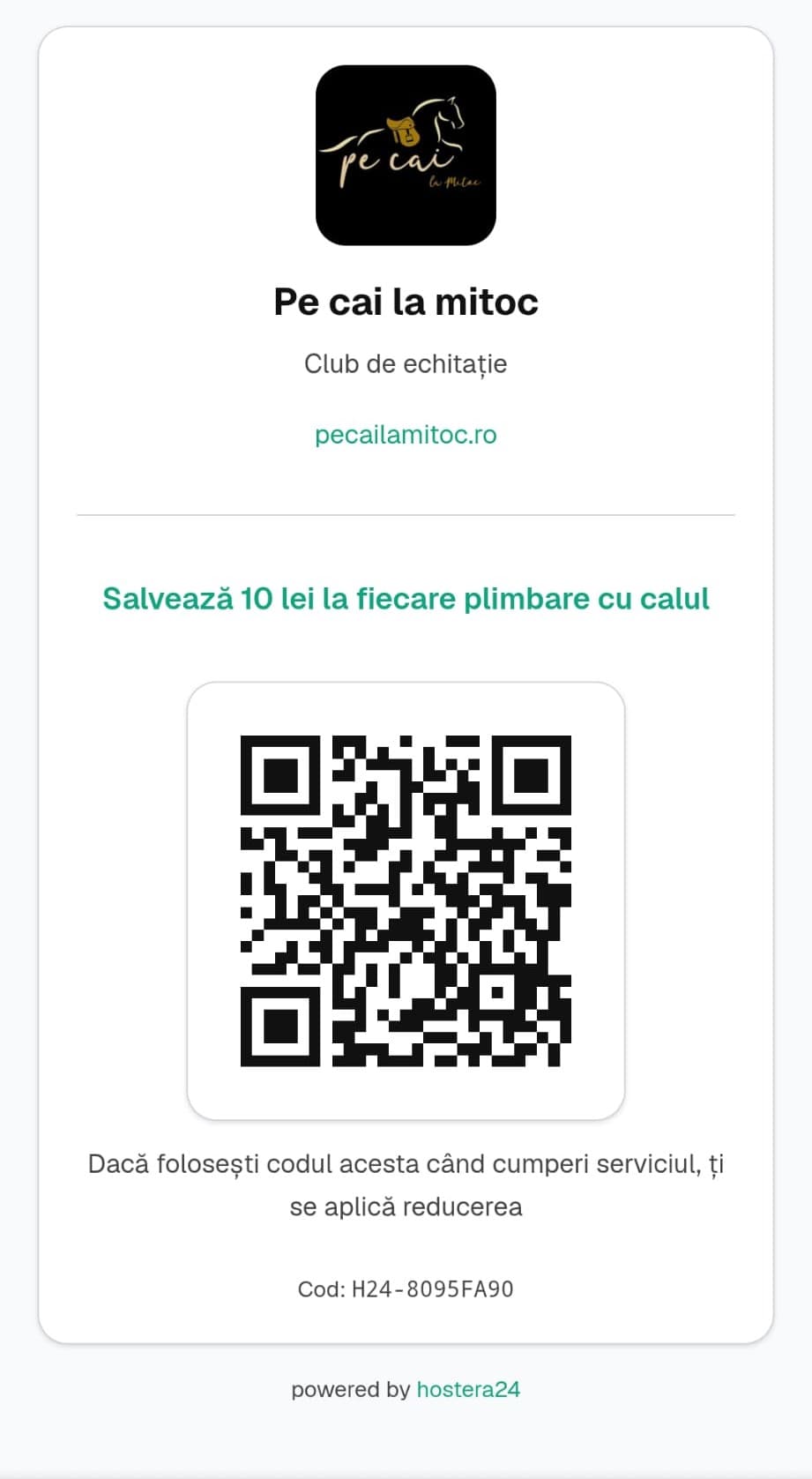 Exemplu cod QR Hostera24 — reducere în magazin